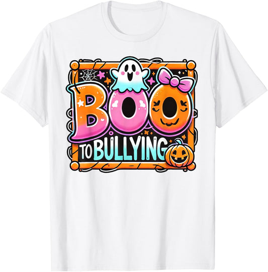 Boo To Bullying Shirt Unity Day Cute Ghost Halloween T-Shirt - T-Shirt | White