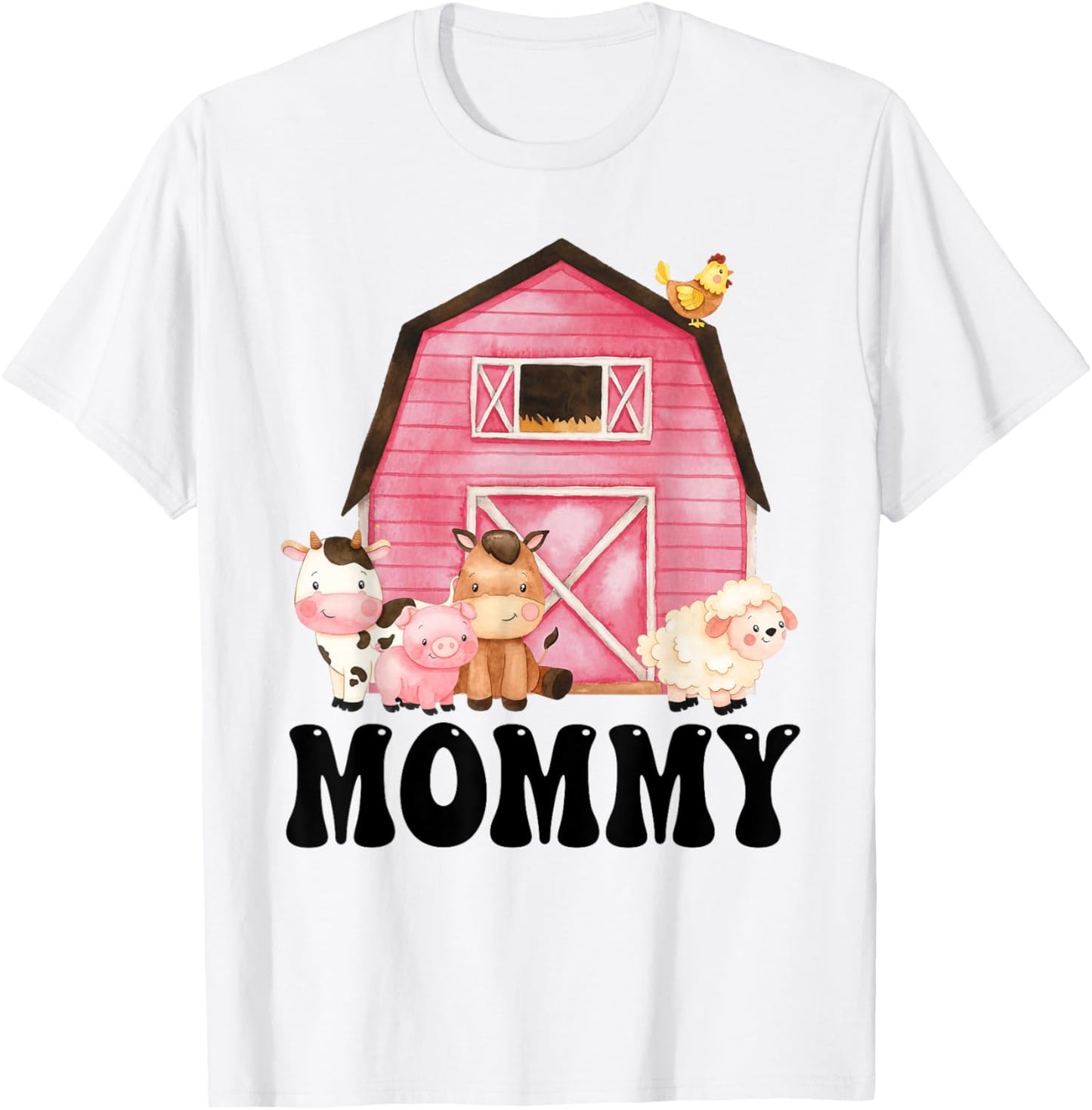 Funny Mommy Farm Animals Birthday Theme Matching Family T-Shirt - T-Shirt | White