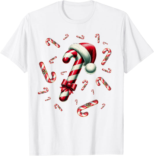 Christmas Candy Cane Crew Lights Red and White Candy Costume T-Shirt - T-Shirt | White