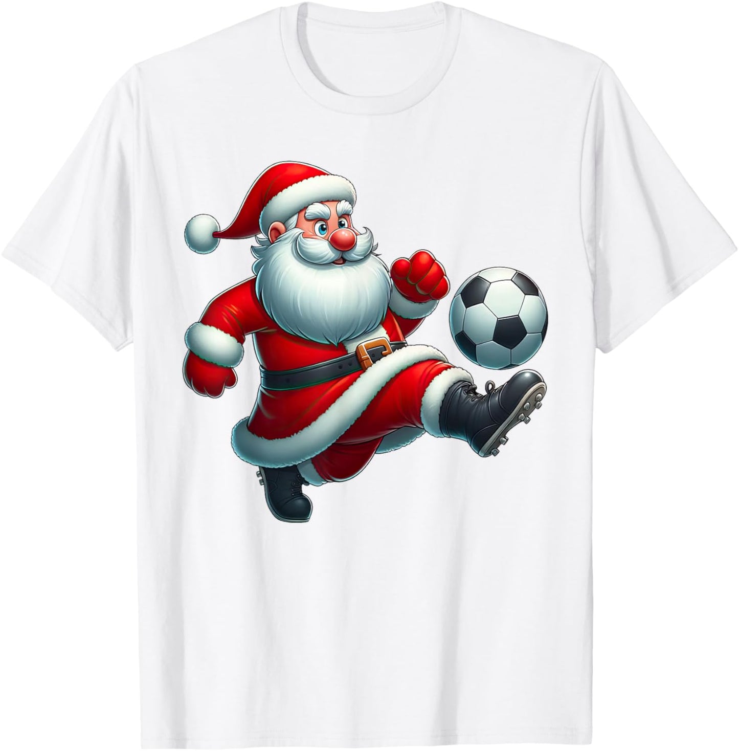 Santa Claus Soccer Player Funny Christmas Boys Girls Kids T-Shirt - T-Shirt | White