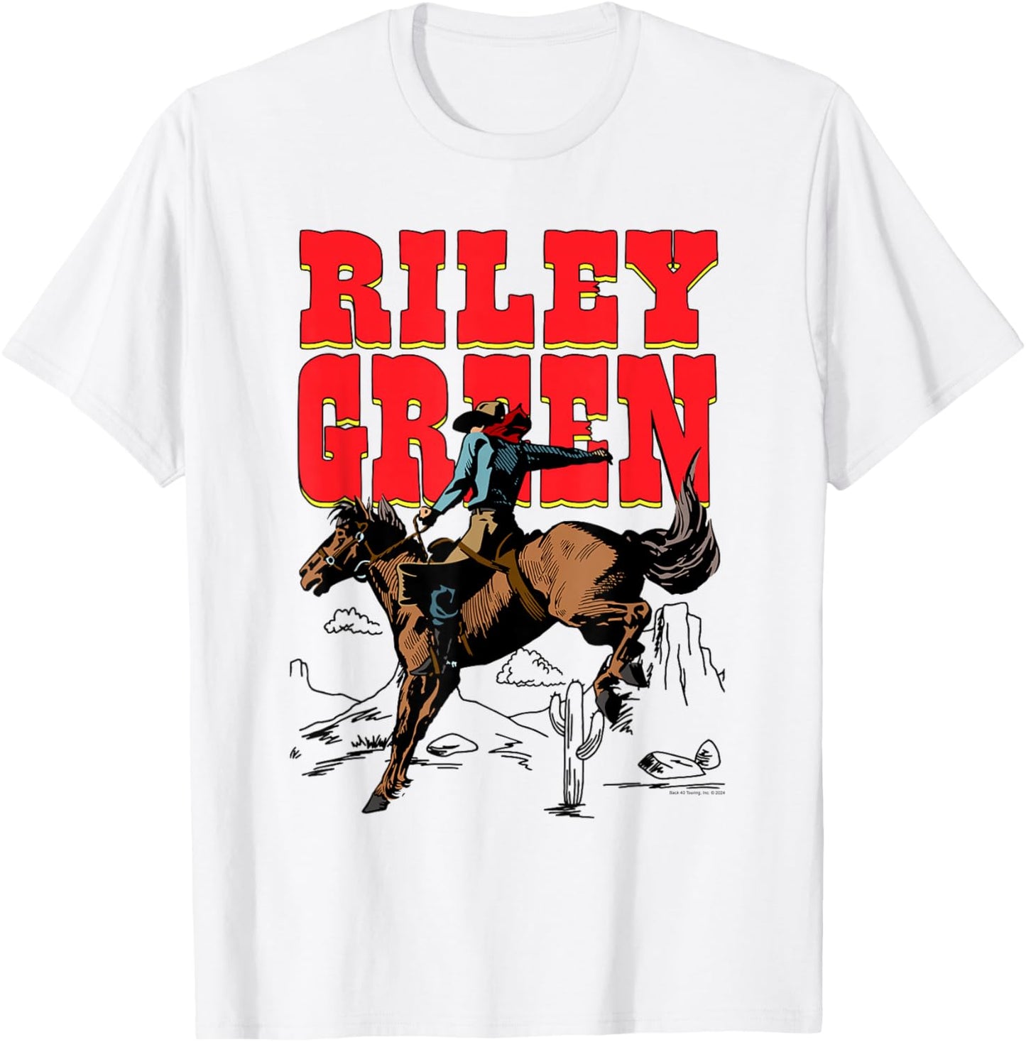 Riley Green Cowboy Horseback Riding Desert T-Shirt - T-Shirt | White
