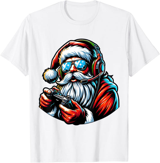 Christmas Gamer Boys Video Game Santa Xmas T-Shirt - T-Shirt | White