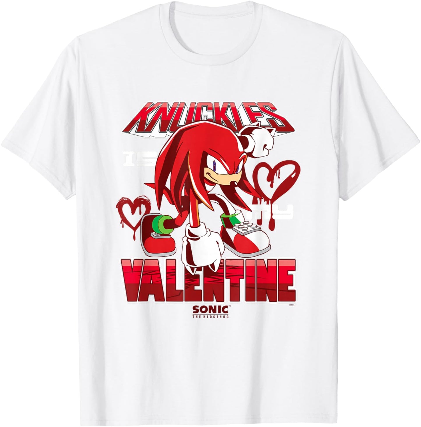 Sonic The Hedgehog Valentine's Day Knuckles My Valentine T-Shirt - T-Shirt | White