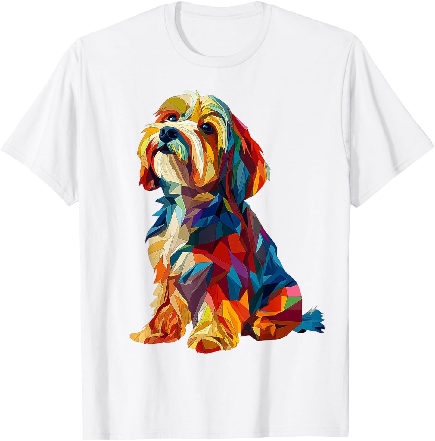 Tibetan Terrier Dog Graphic Pet Art Colorful Tibetan Terrier T-Shirt - T-Shirt | White