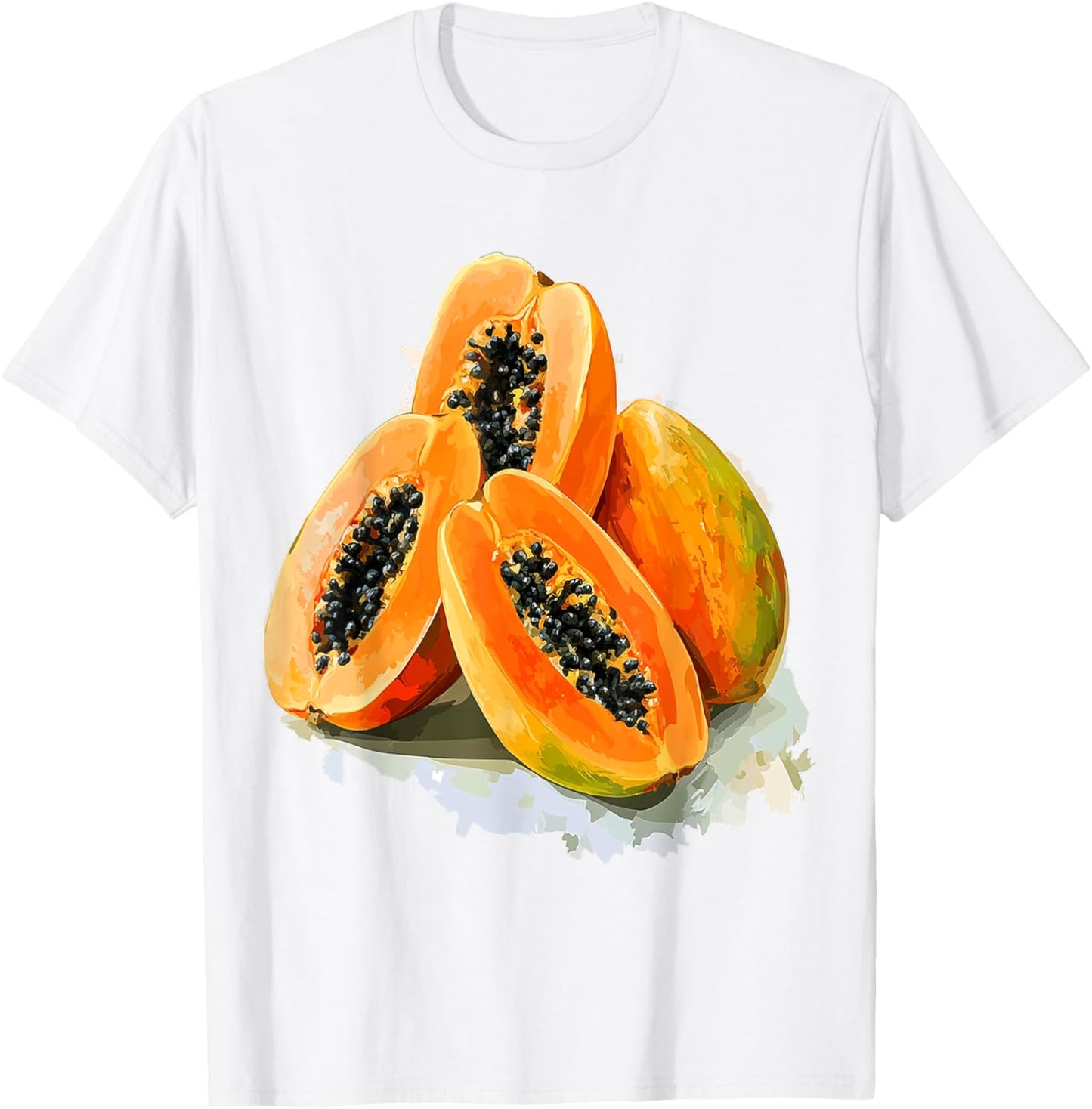 Papaya Fruit Motif Colorful Art Papaya T-Shirt - T-Shirt | White