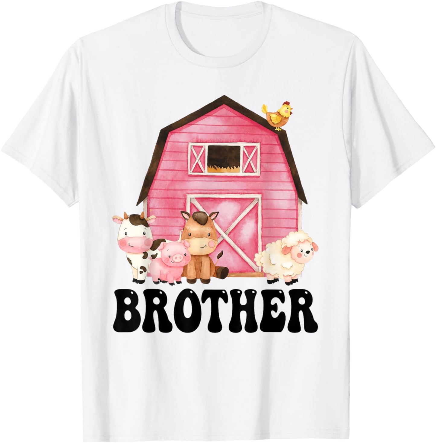 Funny Brother Farm Animals Birthday Theme Matching Family T-Shirt - T-Shirt | White