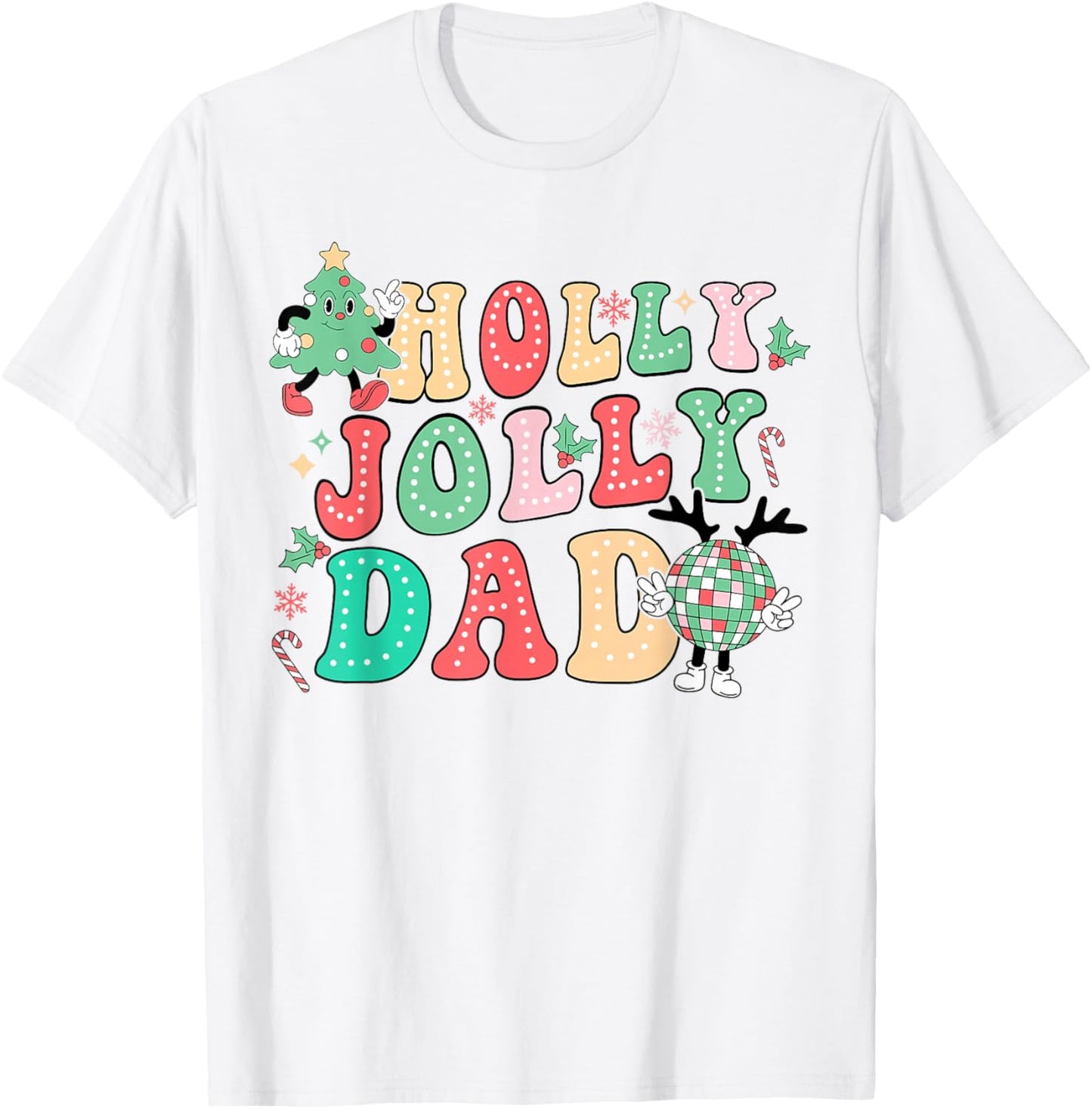 Groovy Holly Xmas Jolly Dad Christmas Vibes Matching Family T-Shirt - T-Shirt | White