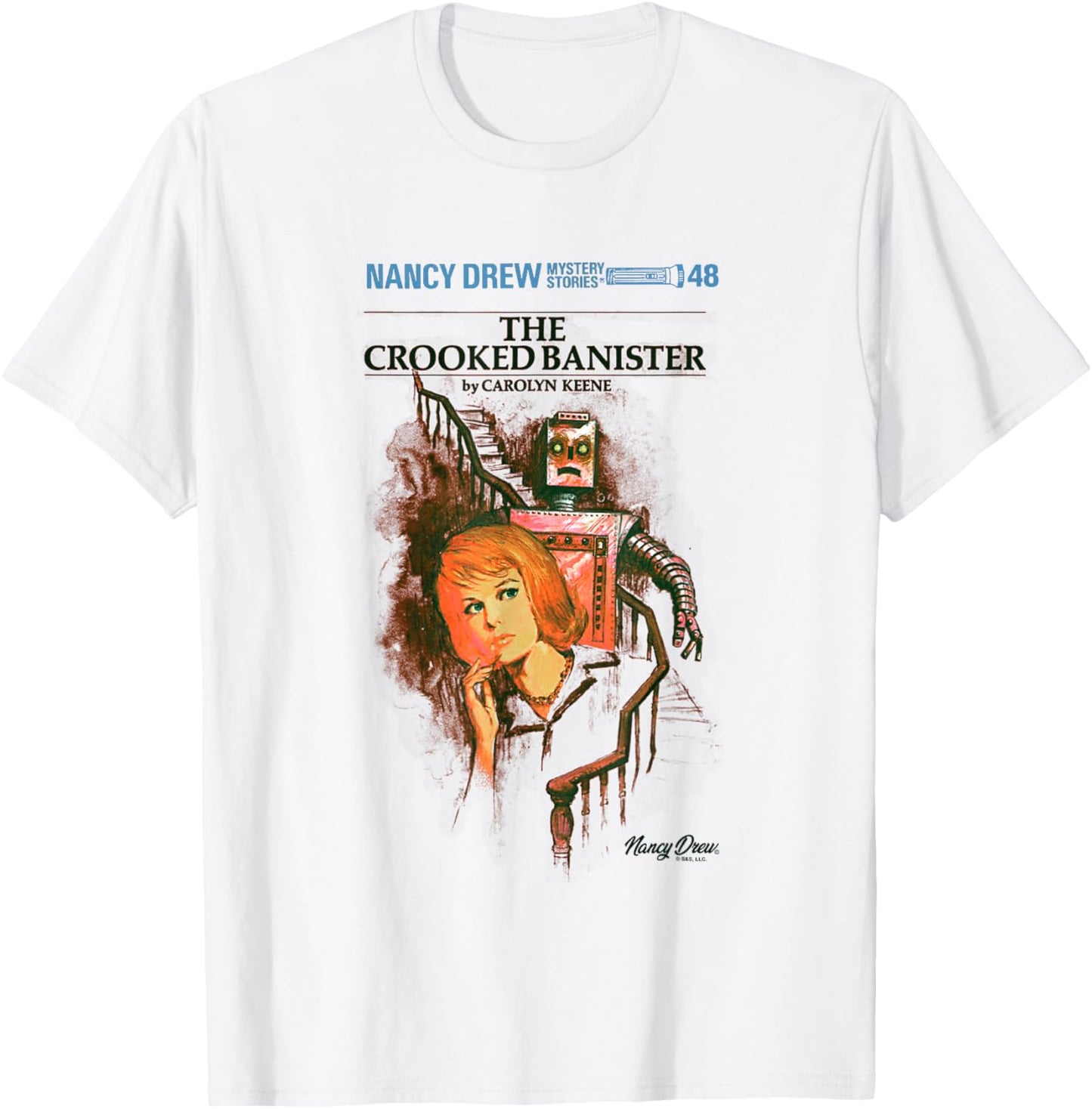 Nancy Drew The Crooked Banister By Carolyn Keene Retro Logo T-Shirt - T-Shirt | White