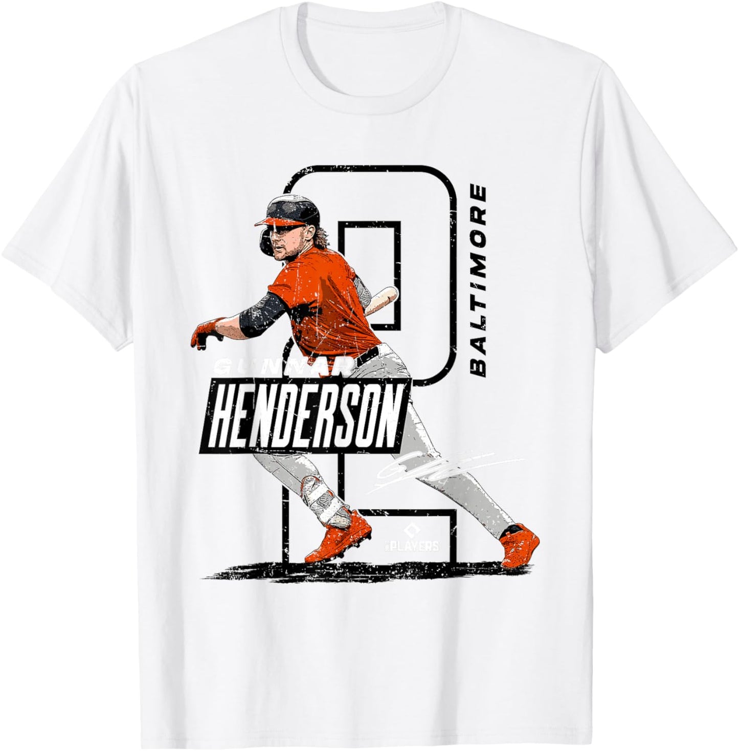 License Champs | Gunnar Henderson Baltimore MLBPA - Orange, Small T-Shirt - T-Shirt | White