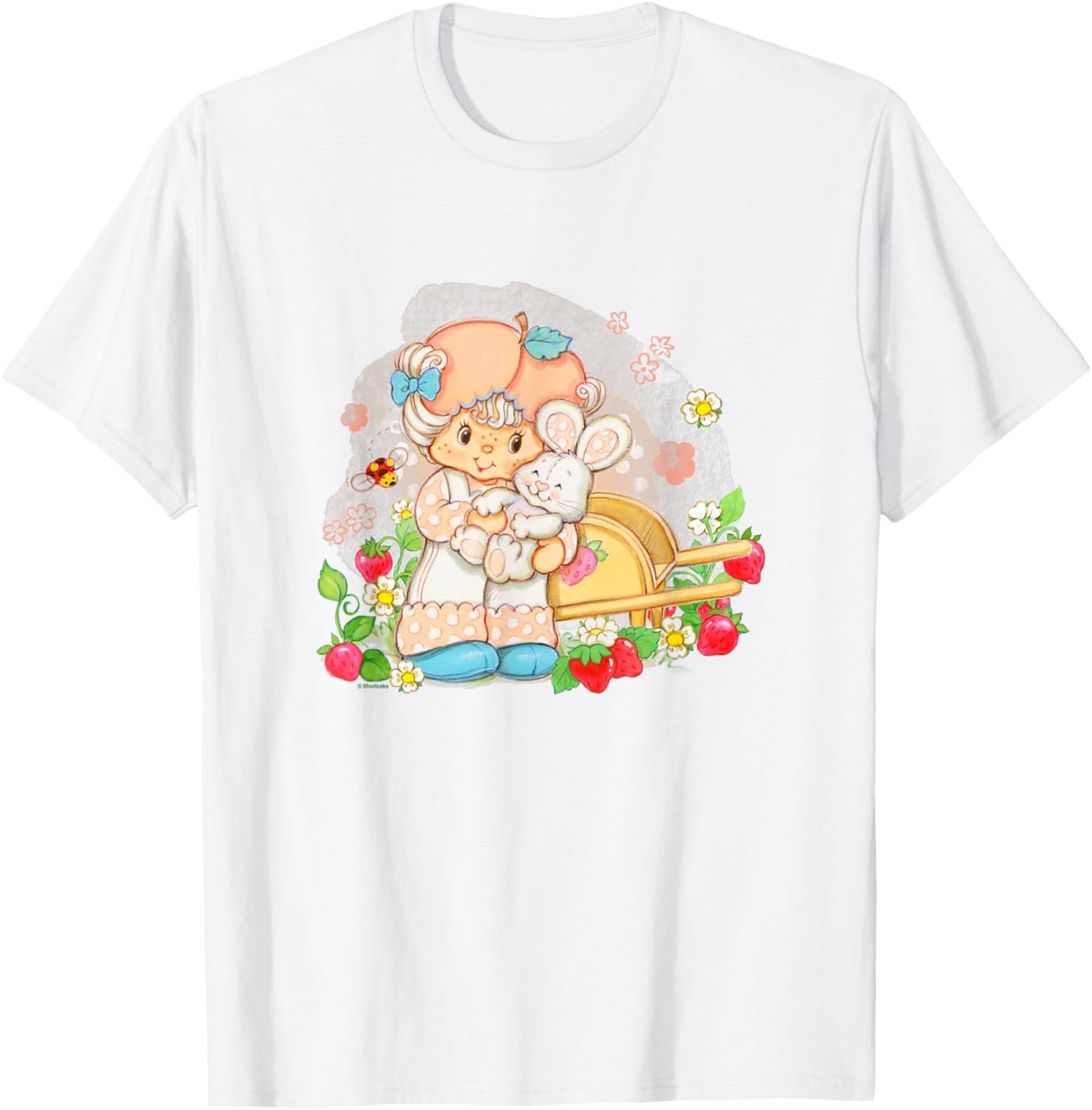 Strawberry Shortcake Apricot An Hopsalot Hug Cute Big Logo T-Shirt - T-Shirt | White