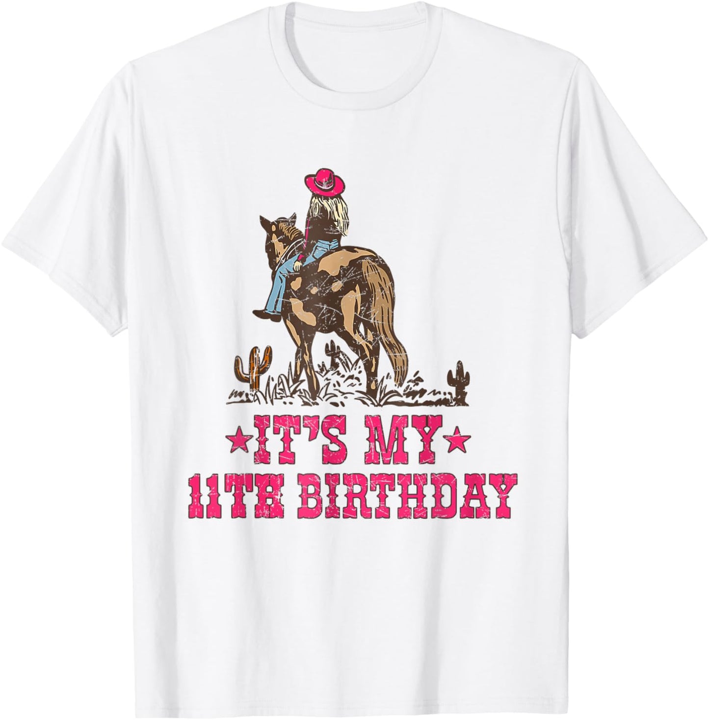 11 Year Old Cowgirl Riding Horse It's my 11th Birthday T-Shirt - T-Shirt | White