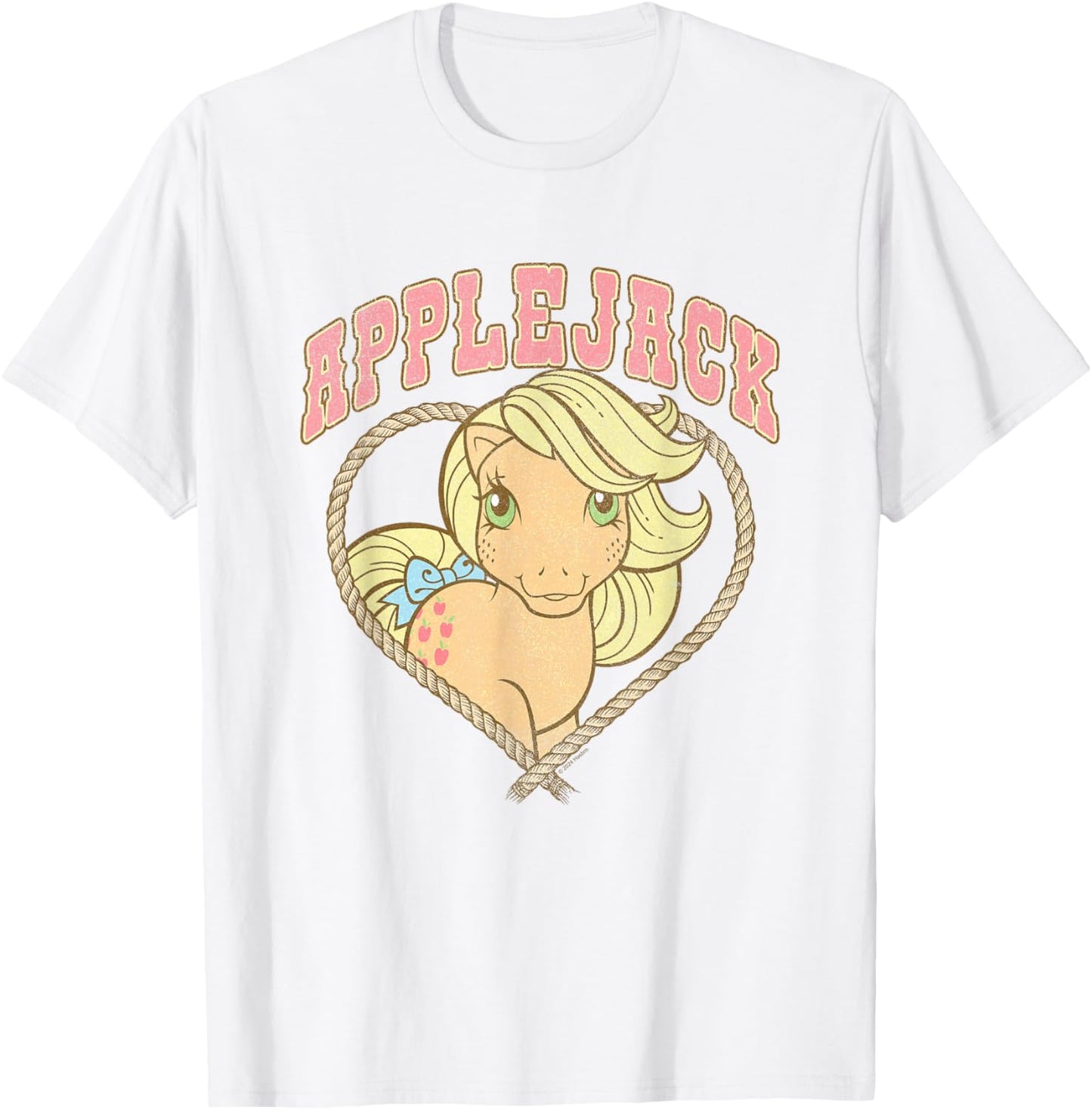 My Little Pony Cute Applejack Cowgirl Heart Shape Chest Logo T-Shirt - T-Shirt | White
