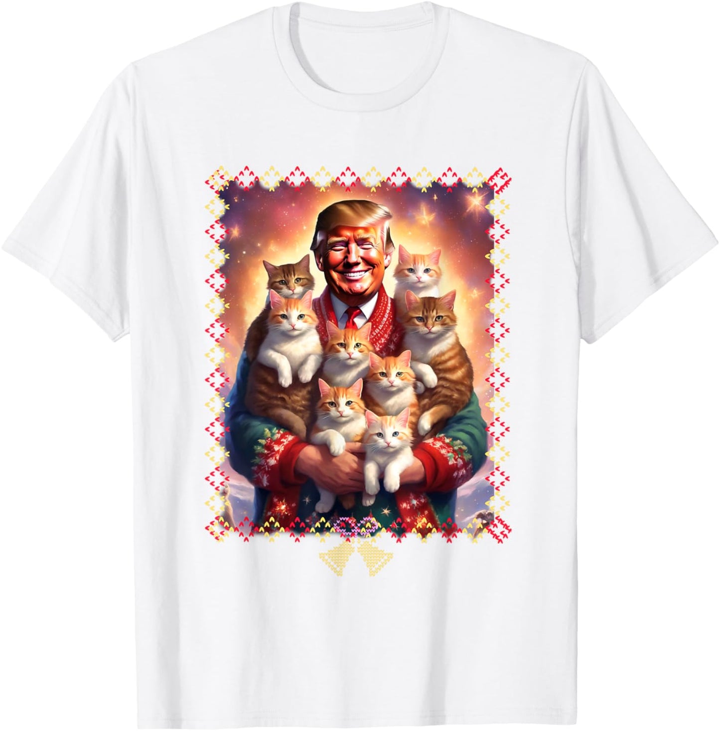 Funny Cat Lover Christmas Sweater Trump Christmas Women T-Shirt - T-Shirt | White
