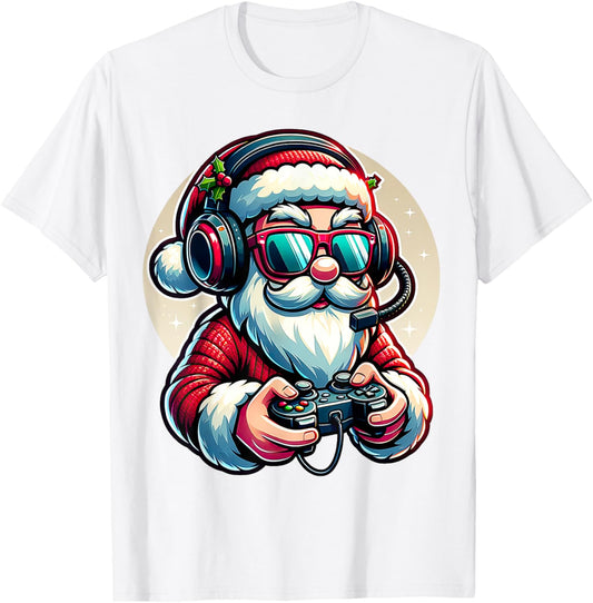 Christmas Gamer Boys Video Game Santa Xmas T-Shirt - T-Shirt | White