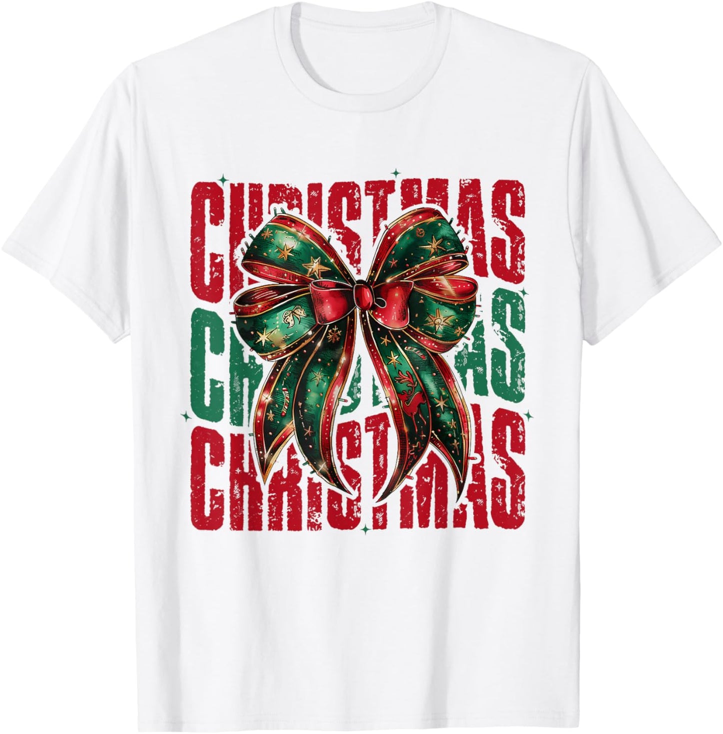 Coquette Bow Christmas Xmas Girl Women T-Shirt - T-Shirt | White