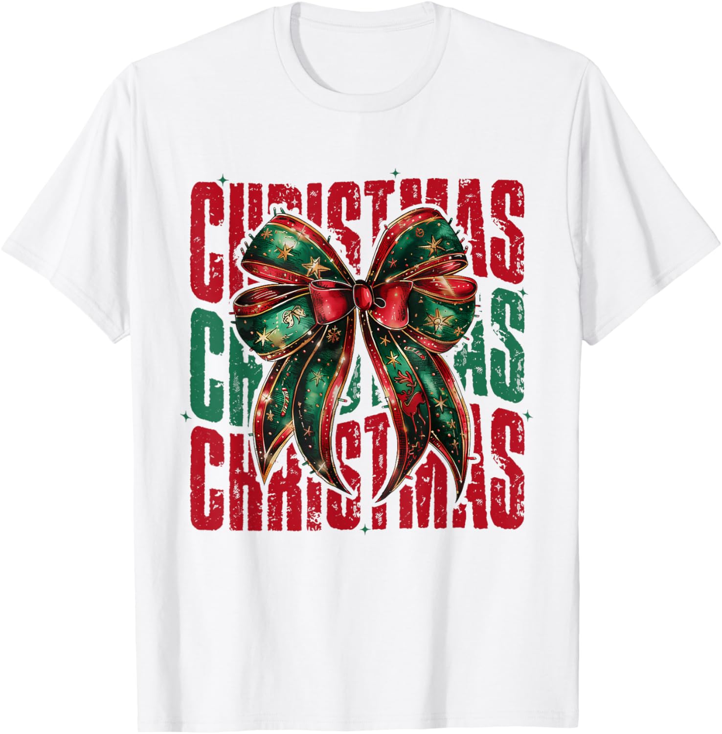 Coquette Bow Christmas Xmas Girl Women T-Shirt - T-Shirt | White