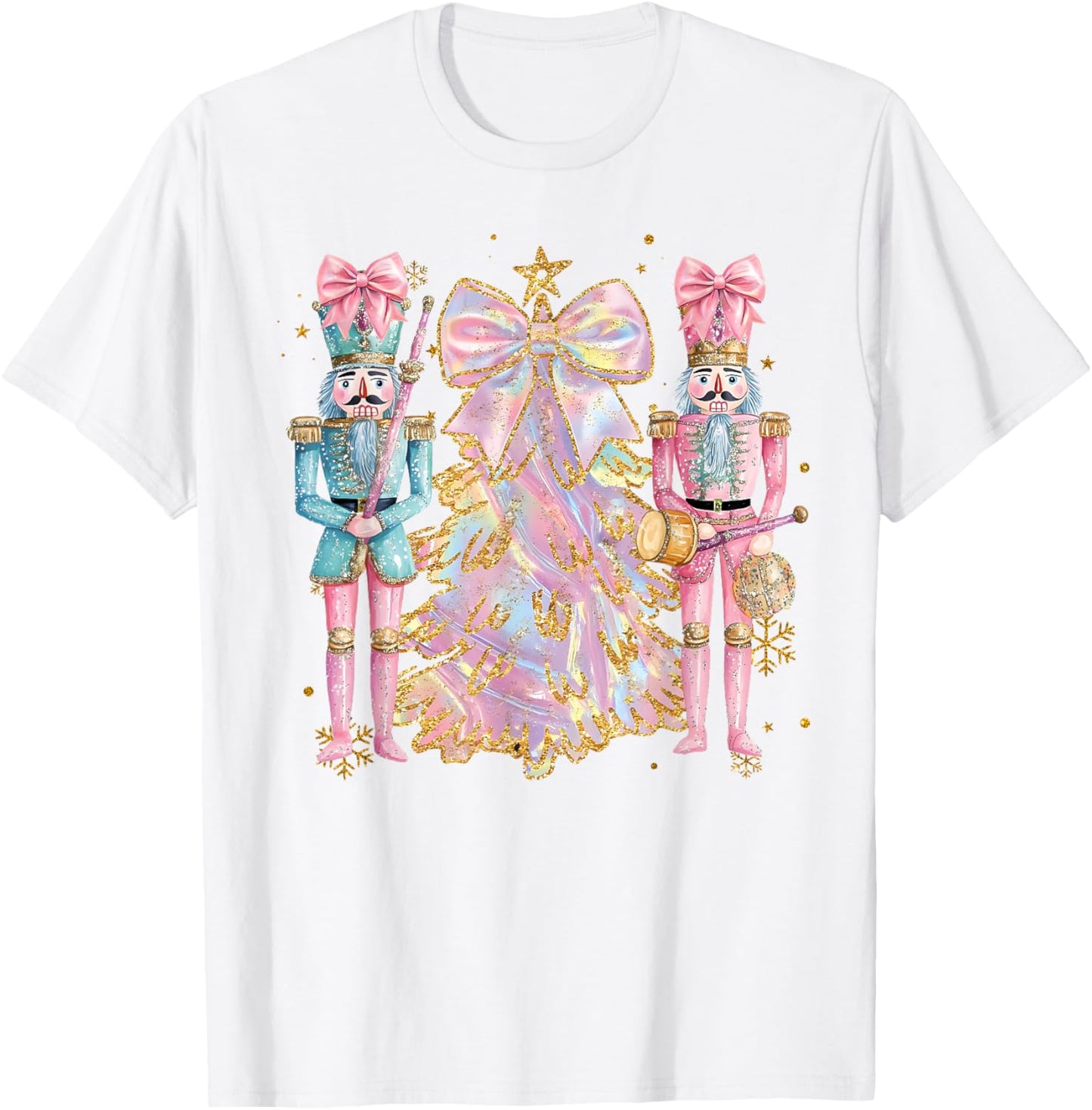 Coquette Christmas Tree Pink Nutcrackers Women Kids Girls T-Shirt - T-Shirt | White