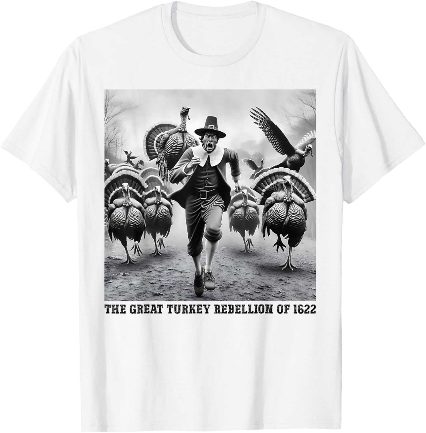 Turkey Rebellion Funny Thanksgiving History Kid T-Shirt - T-Shirt | White