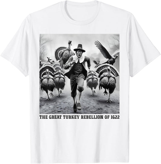 Turkey Rebellion Funny Thanksgiving History Kid T-Shirt - T-Shirt | White