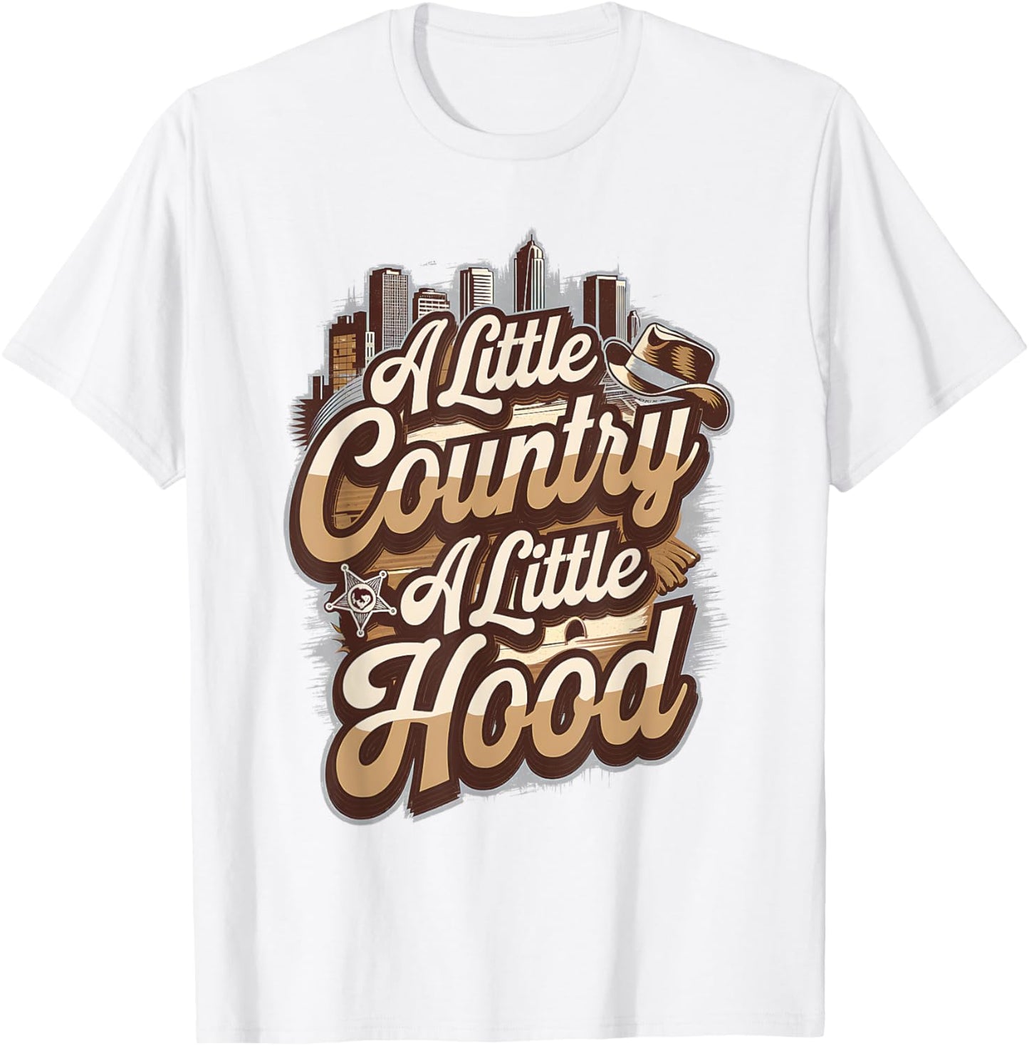 A Little Country A Little Hood Vintage Western Hip Hop Rap T-Shirt - T-Shirt | White
