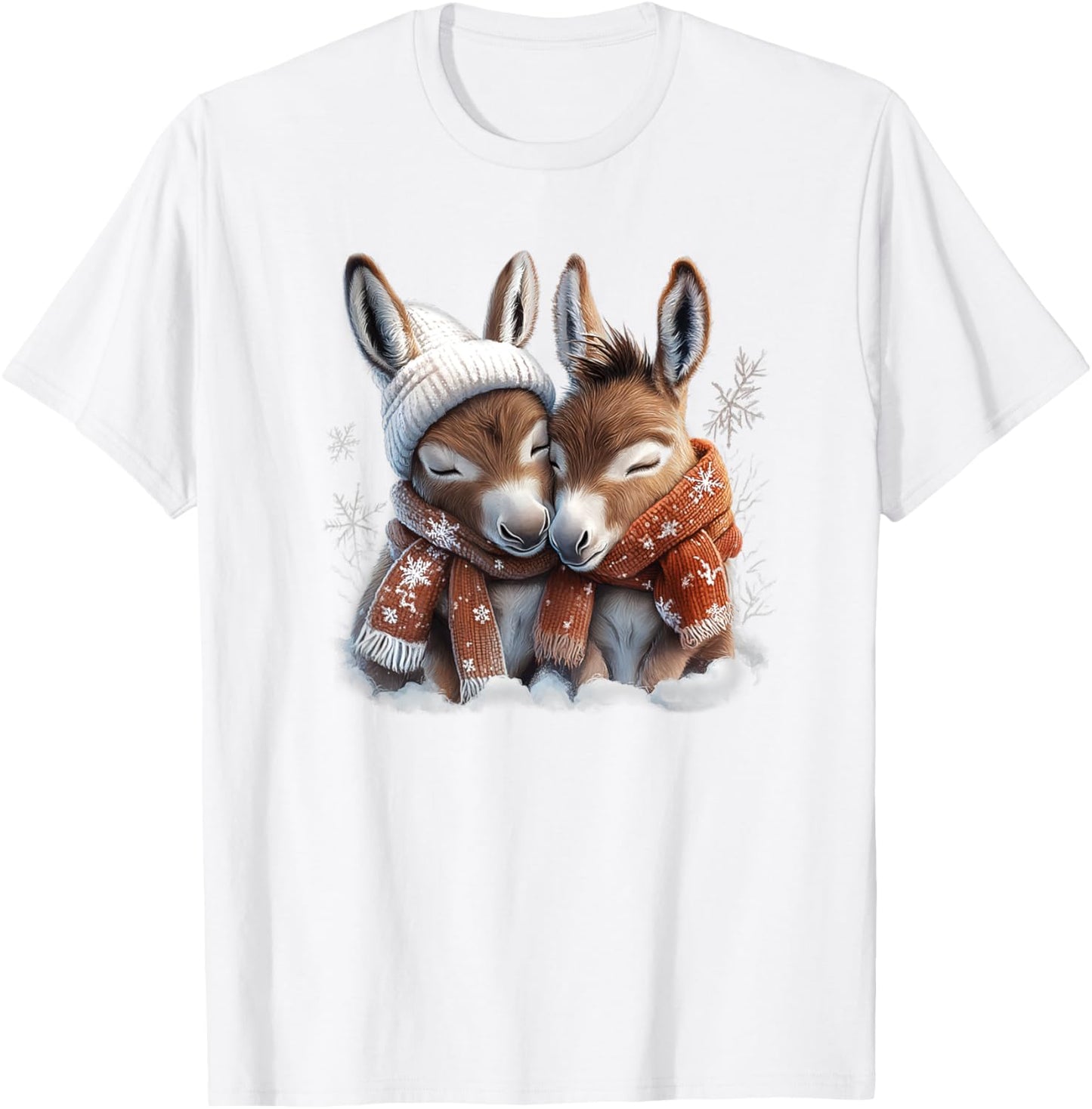Adorable Baby Donkeys Wearing Scarves, Exuding Cuteness T-Shirt - T-Shirt | White