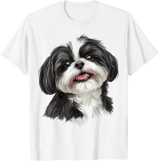Shih Tzu Dog Motif Pet Illustration Shih Tzu Men Women Kids T-Shirt - T-Shirt | White