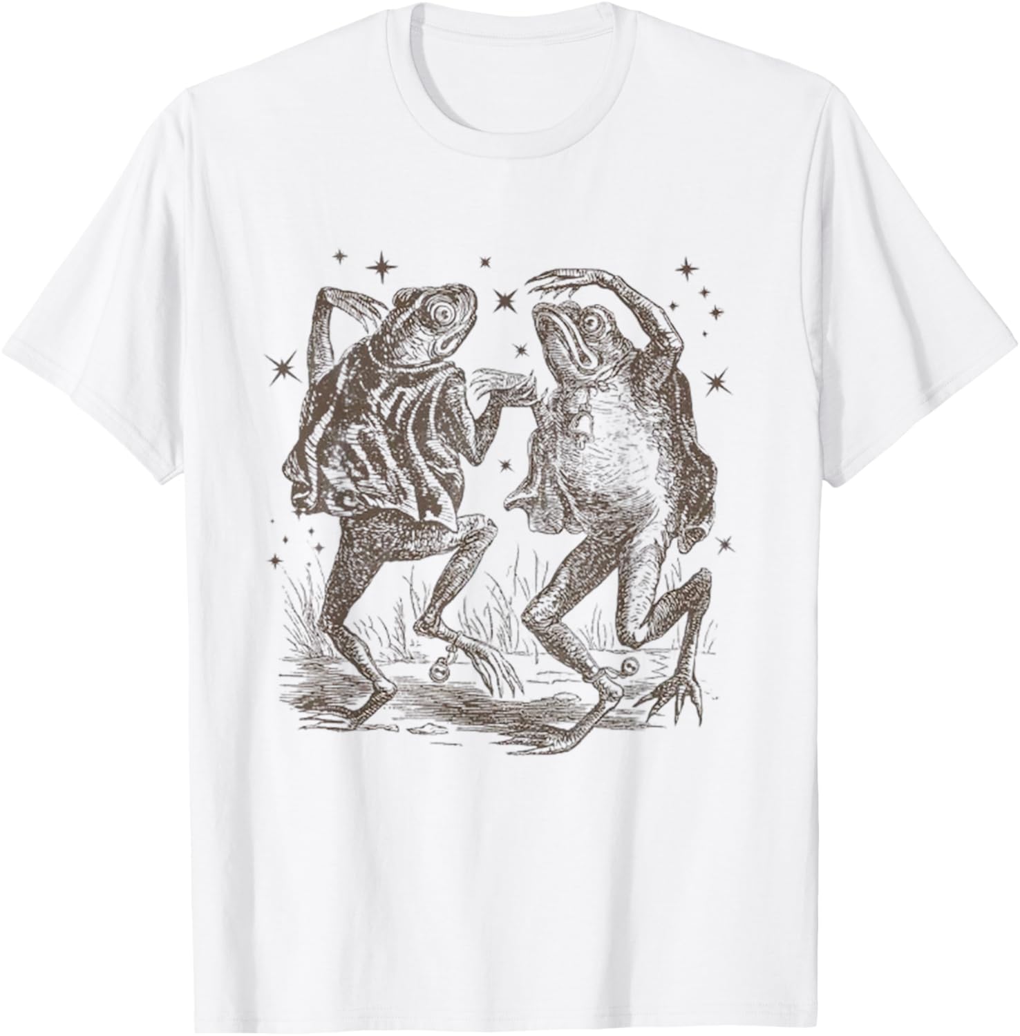 Dancing Frog Stars Vintage 90s Tattoo Style T-Shirt - T-Shirt | White