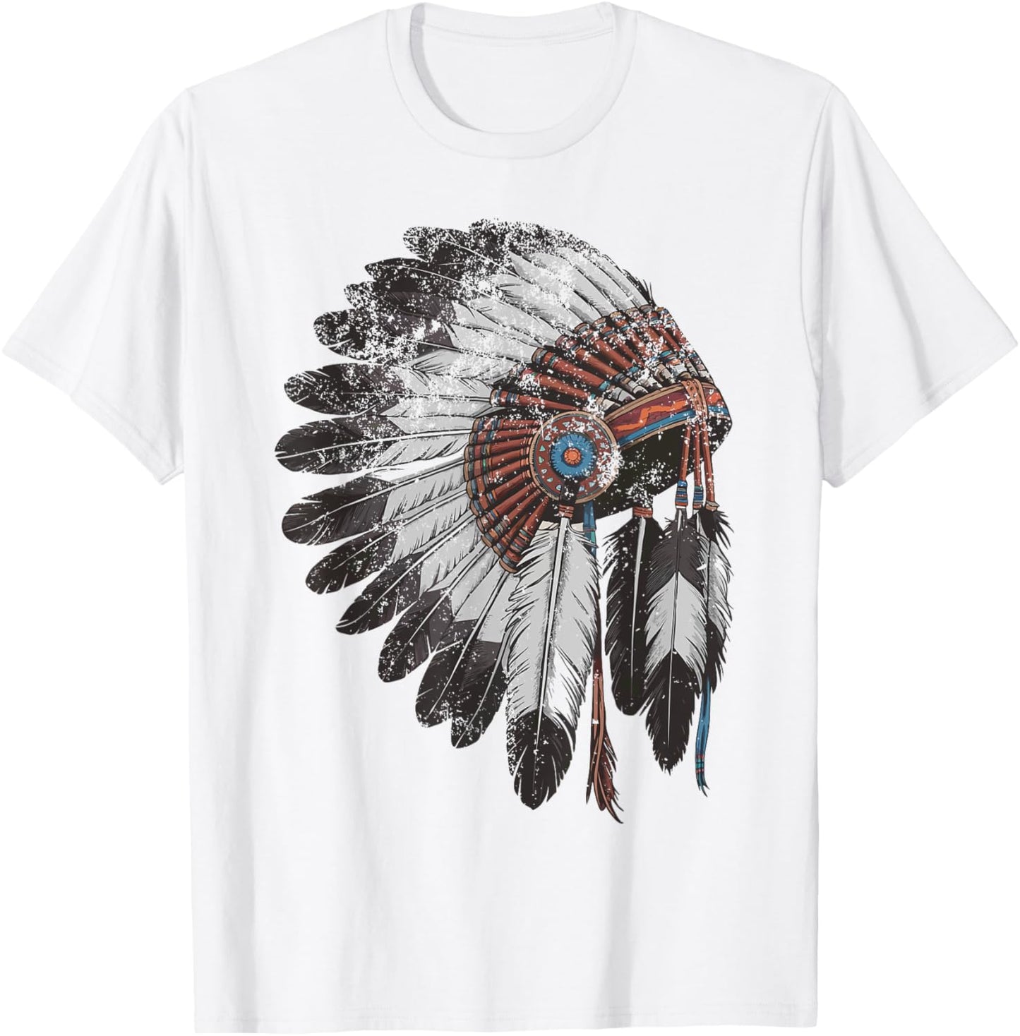Native American Indigenous Peoples Day Indian Headdress T-Shirt - T-Shirt | White