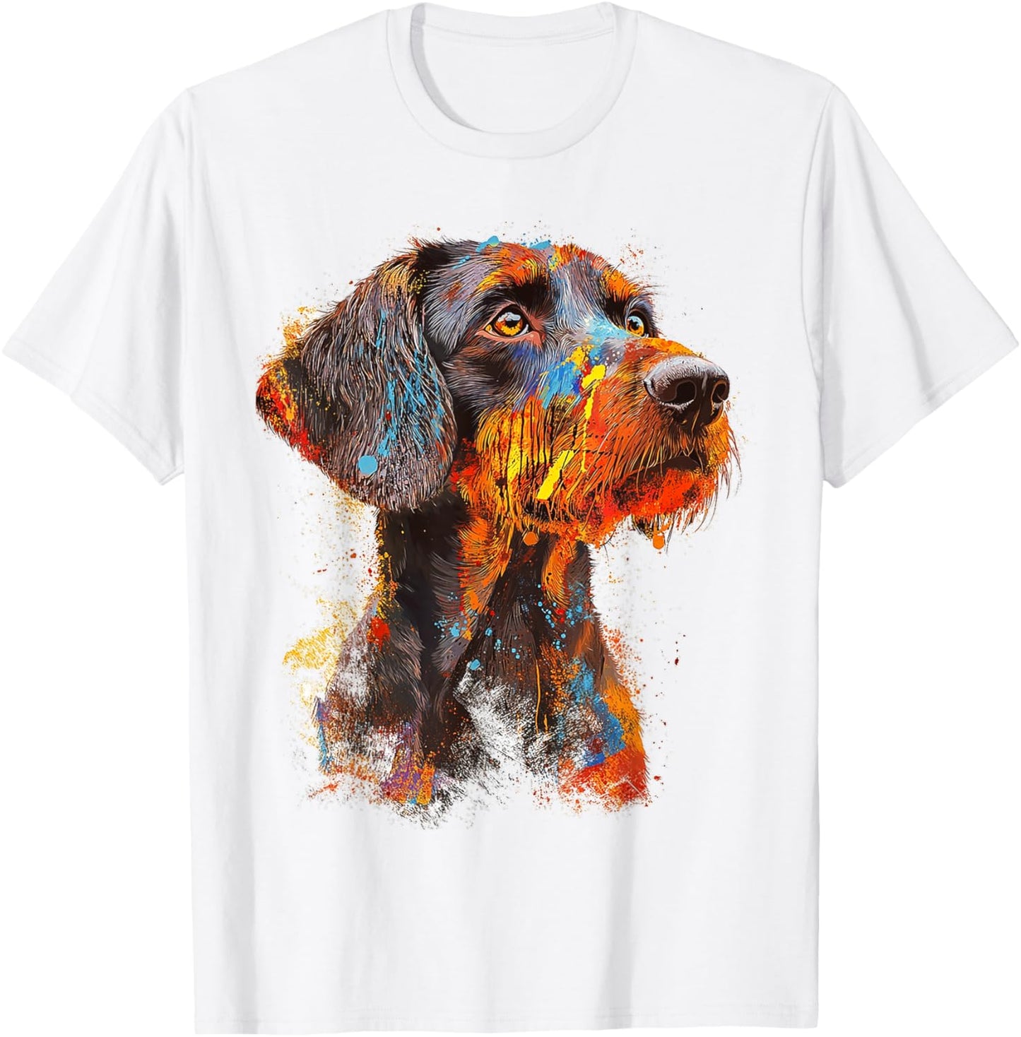 German Wirehaired Pointer Dog Motif Pet Artwork T-Shirt - T-Shirt | White