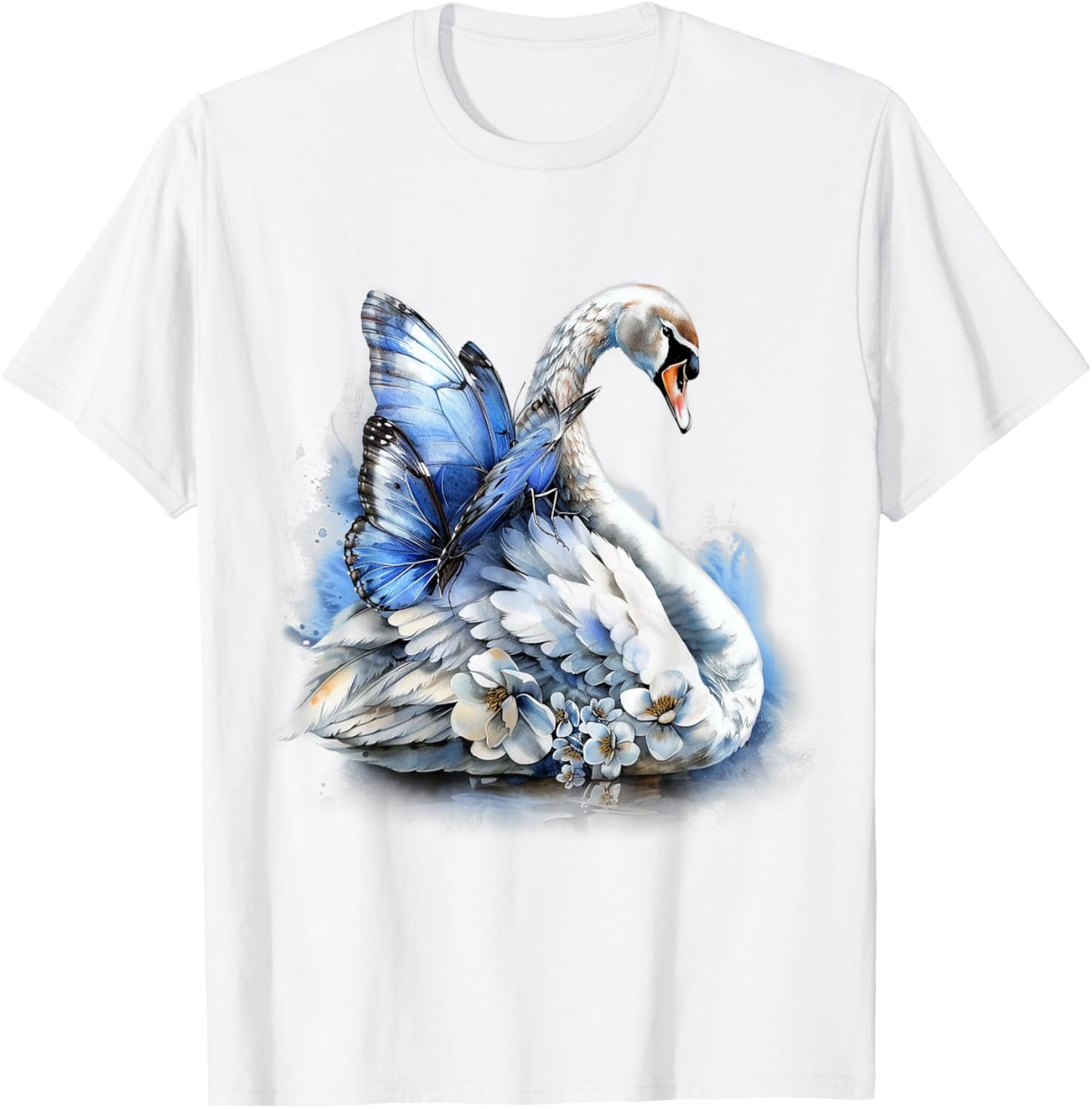 Beautiful Butterfly and Swan, Butterfly With Brilliant Wings T-Shirt - T-Shirt | White