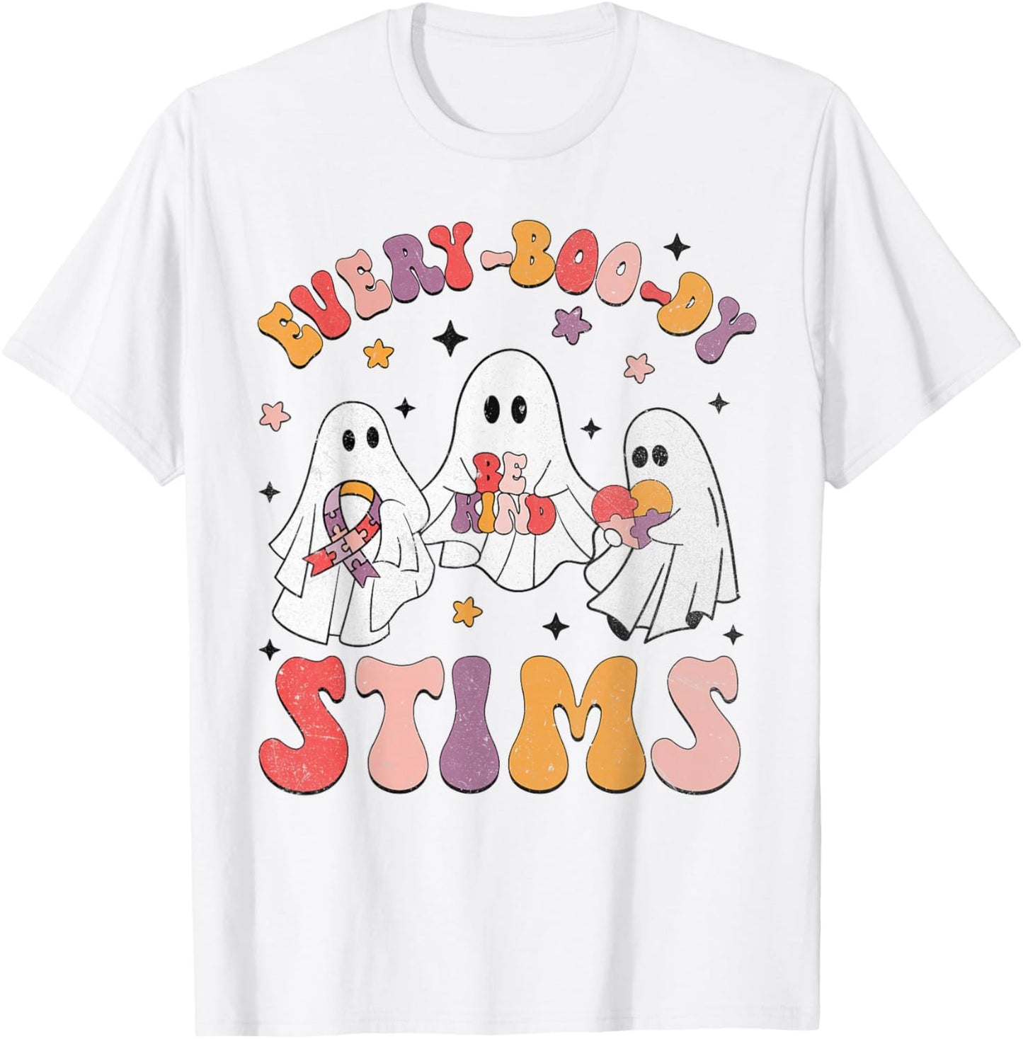 Every-Boo-Dy Stims Funny Autism Ghost Halloween Sped Teacher T-Shirt - T-Shirt | White
