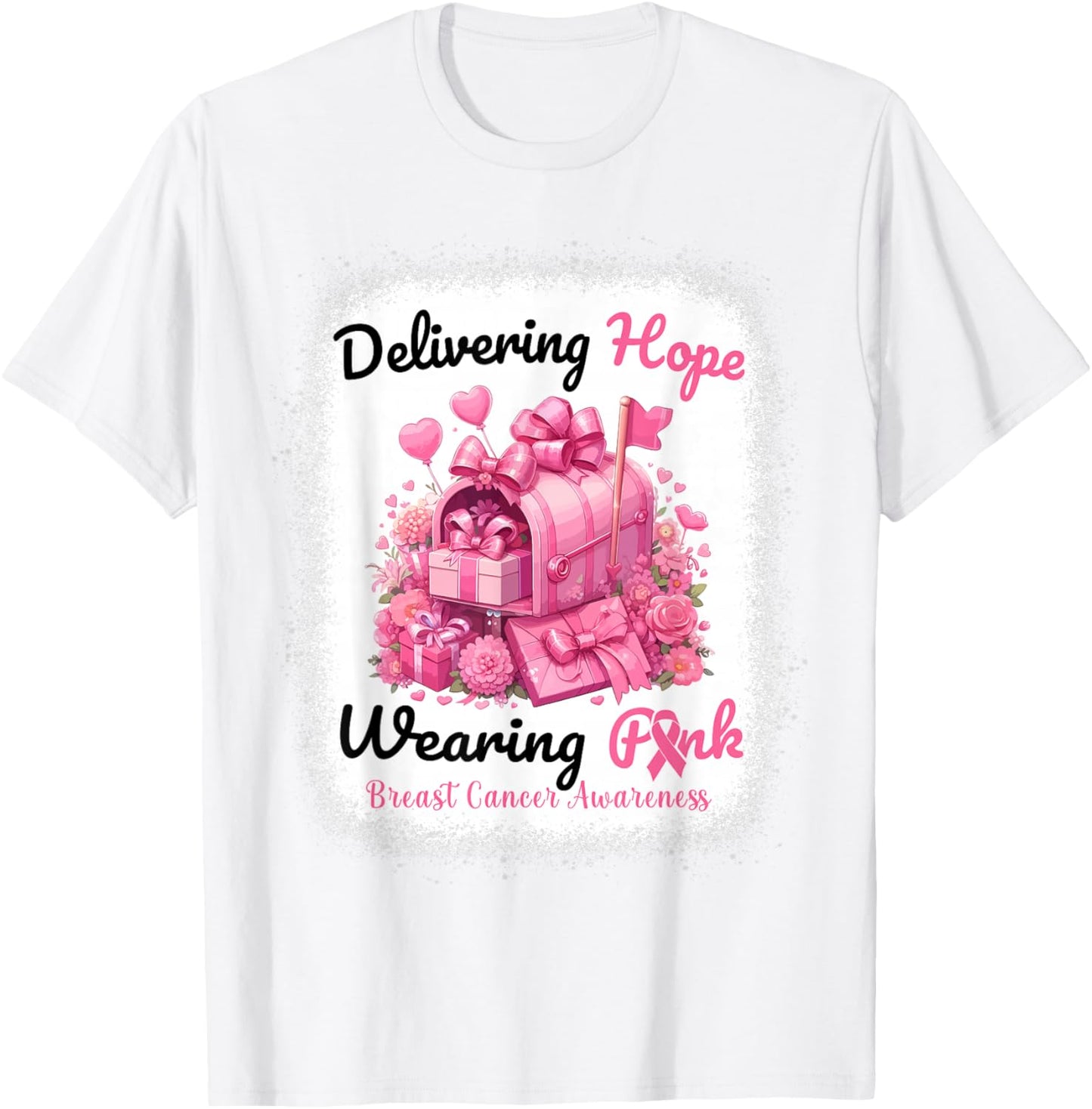 In October We Wear Pink Postal Worker Breast Cancer T-Shirt - T-Shirt | White