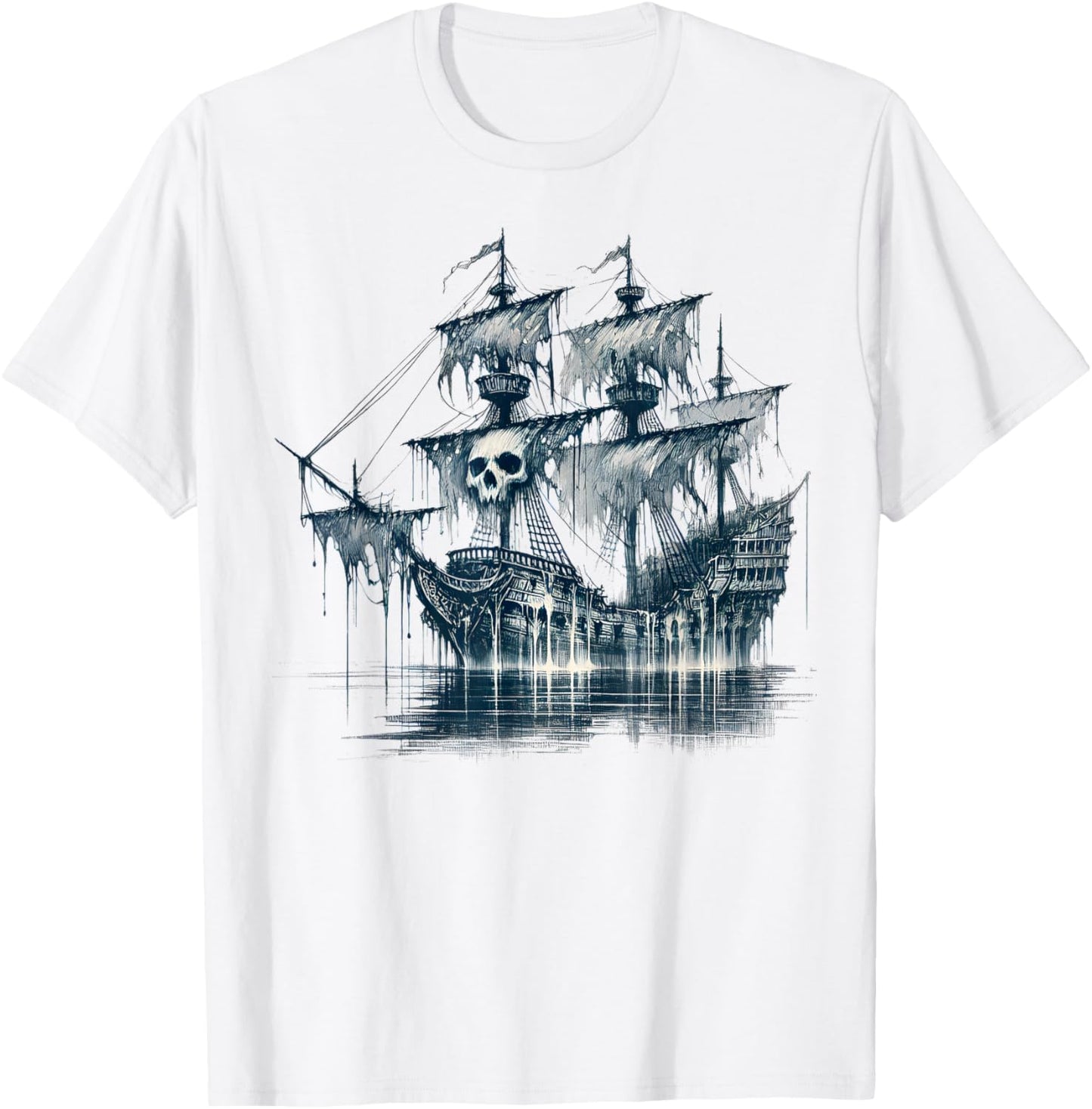 Cool Ghost Ship with Skull Argh Pirate T-Shirt - T-Shirt | White