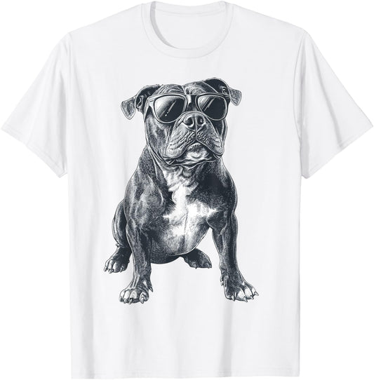 American Bully Dog Motif Pet Illustration American Bully T-Shirt - T-Shirt | White