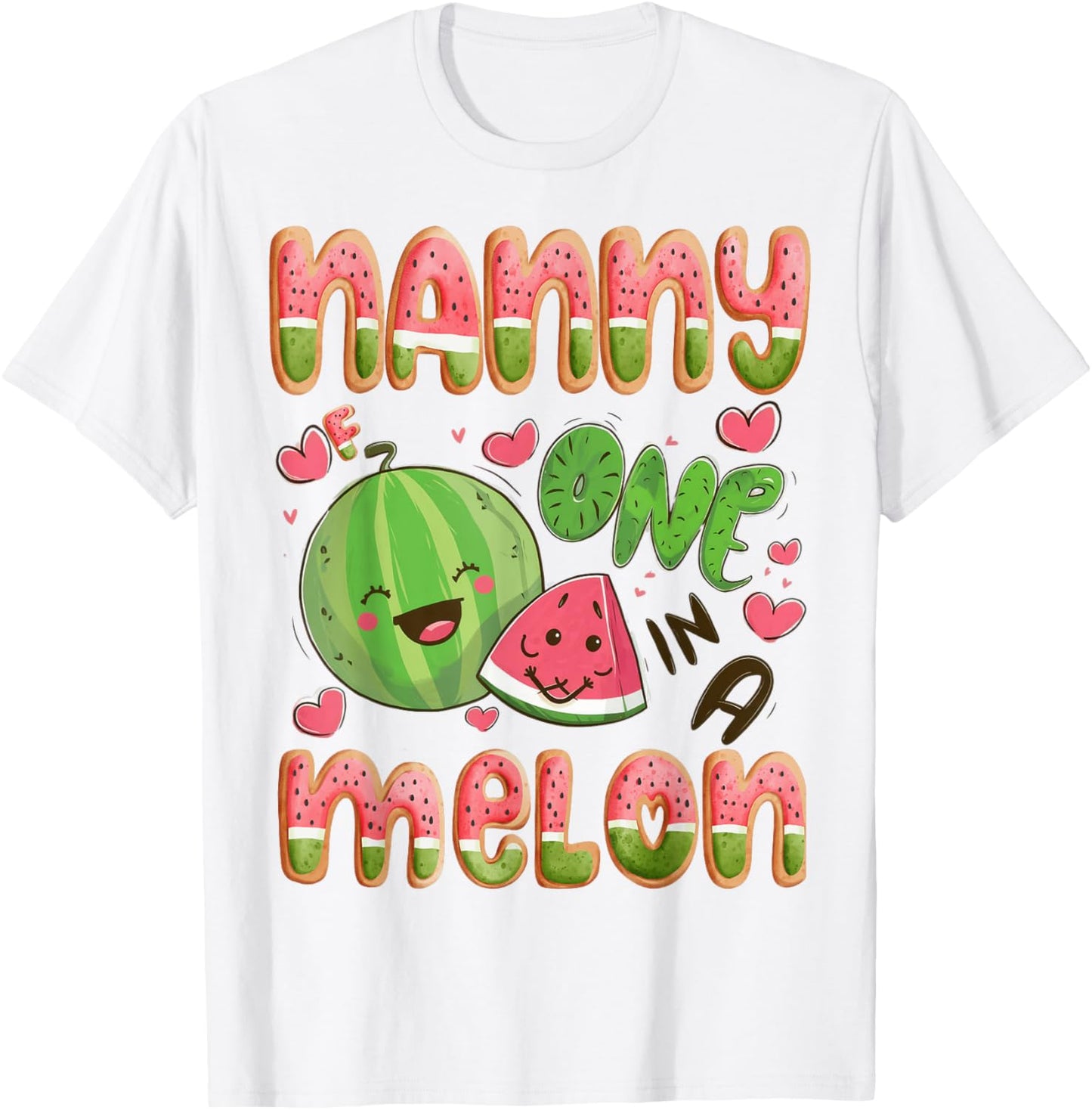 Nanny Of One In A Melon 1St Birthday Watermelon Bday Party T-Shirt - T-Shirt | White