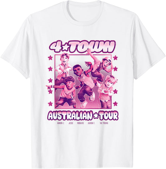 Disney Pixar Turning Red 4 Town Australian Tour Chest Poster T-Shirt - T-Shirt | White