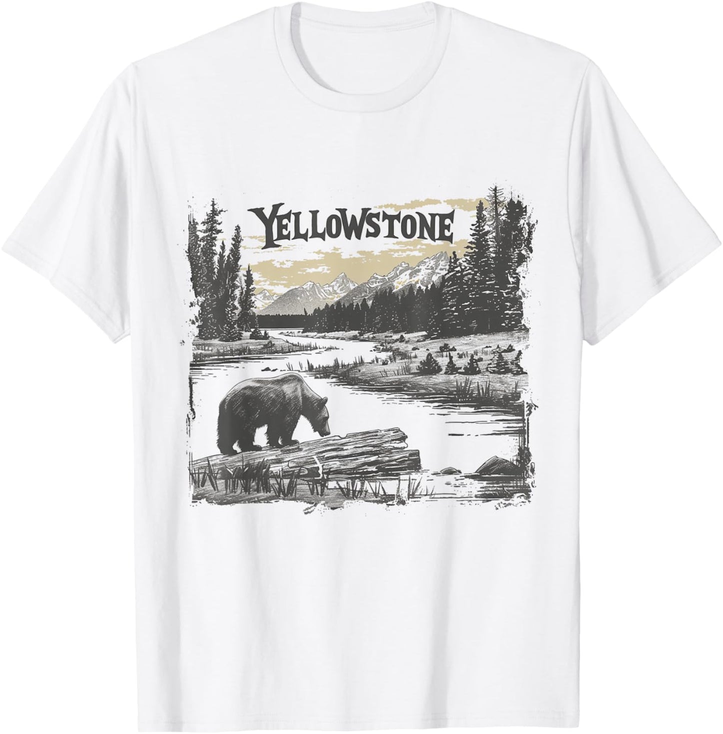 Yellowstone - US National Park Vintage Men Women Kids Retro T-Shirt - T-Shirt | White