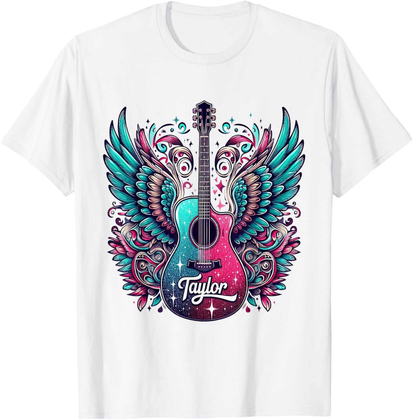 Girl Retro Taylor First Name Personalized Groovy 80's T-Shirt - T-Shirt | White
