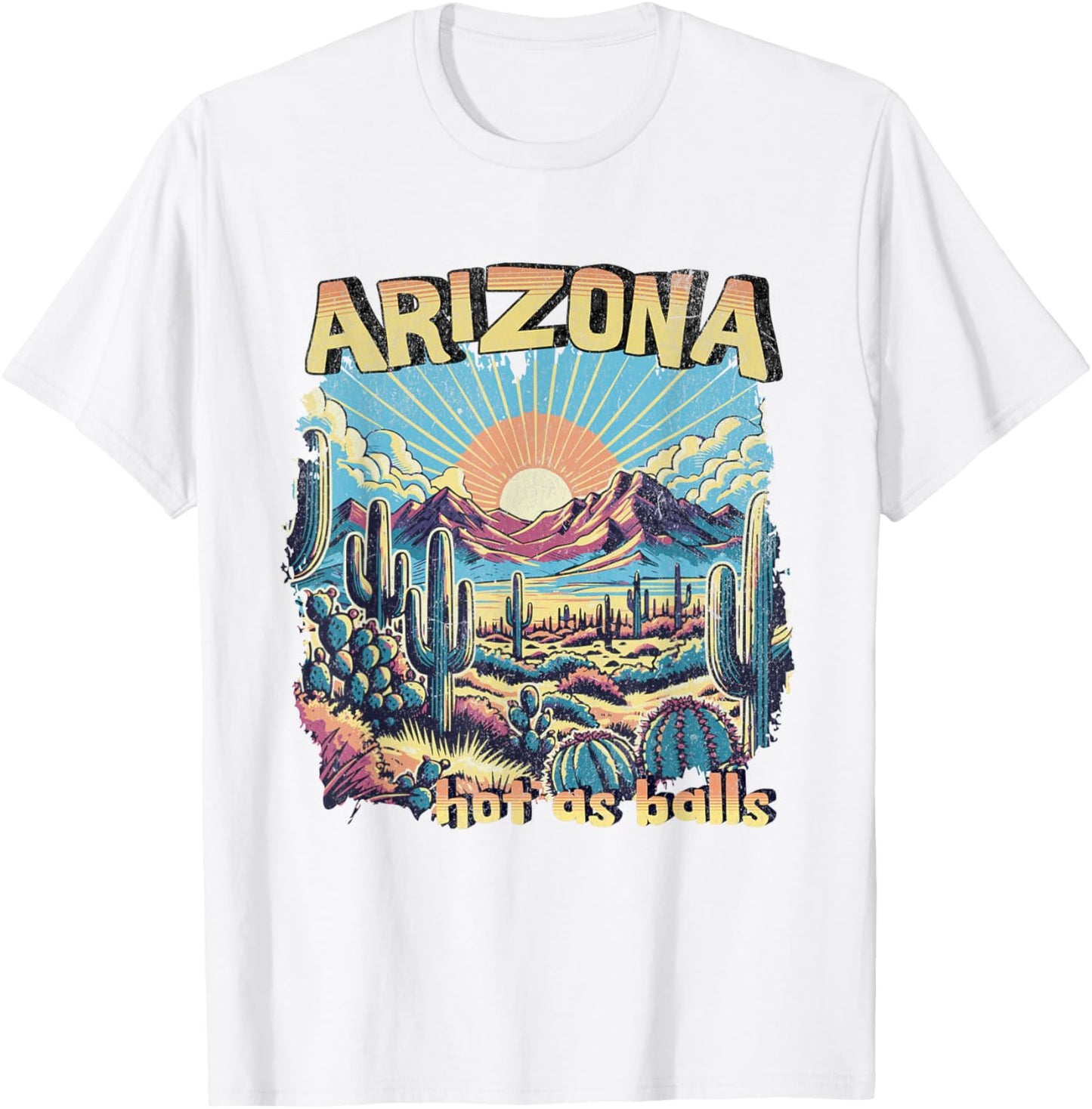 Vanderlust Arizona Hot as Balls Funny Hiking , Grey, Small T-Shirt - T-Shirt | White