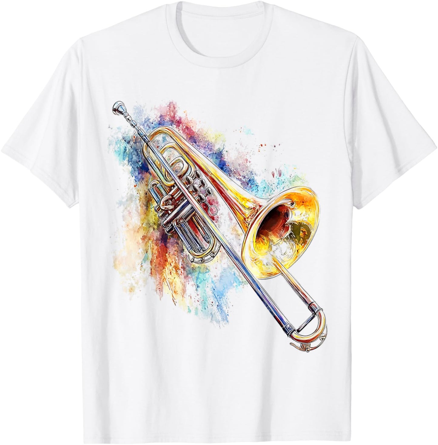 Trombone Music Instrument Motif Artwork Trombone T-Shirt - T-Shirt | White