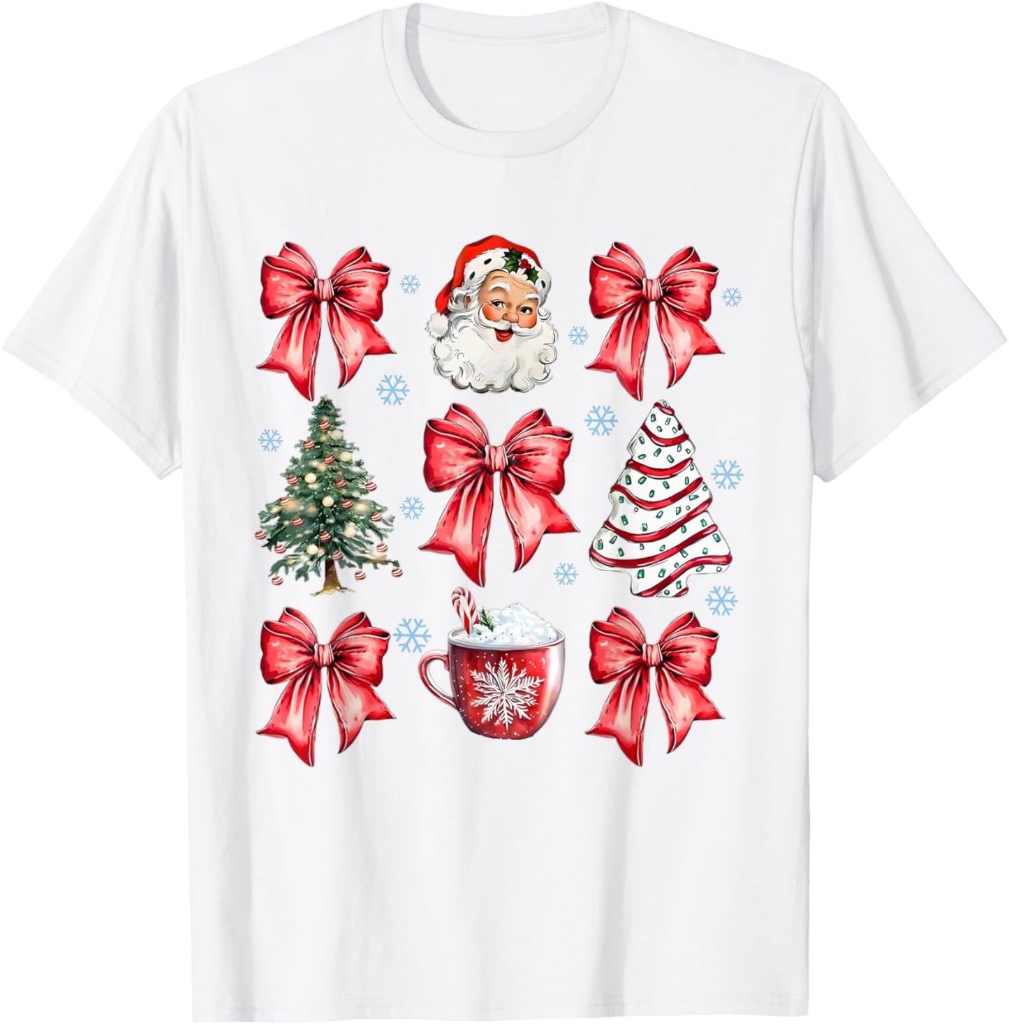 Red Coquette Christmas Vintage Santa Xmas Tree Cake Party T-Shirt - T-Shirt | White