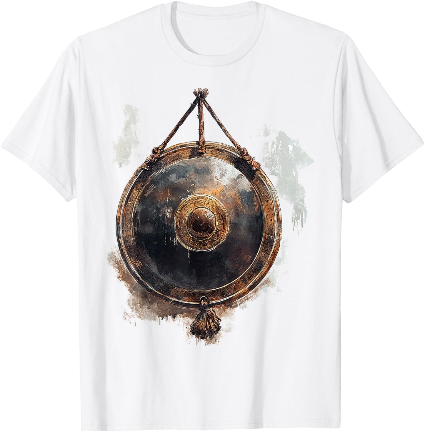 Gong Music Instrument Motif Artwork Gong T-Shirt - T-Shirt | White