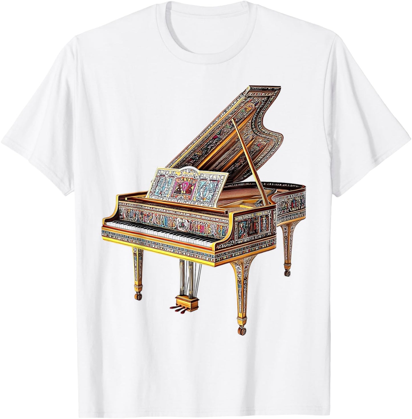 Harpsichord Music Instrument Colorful Art Harpsichord T-Shirt - T-Shirt | White