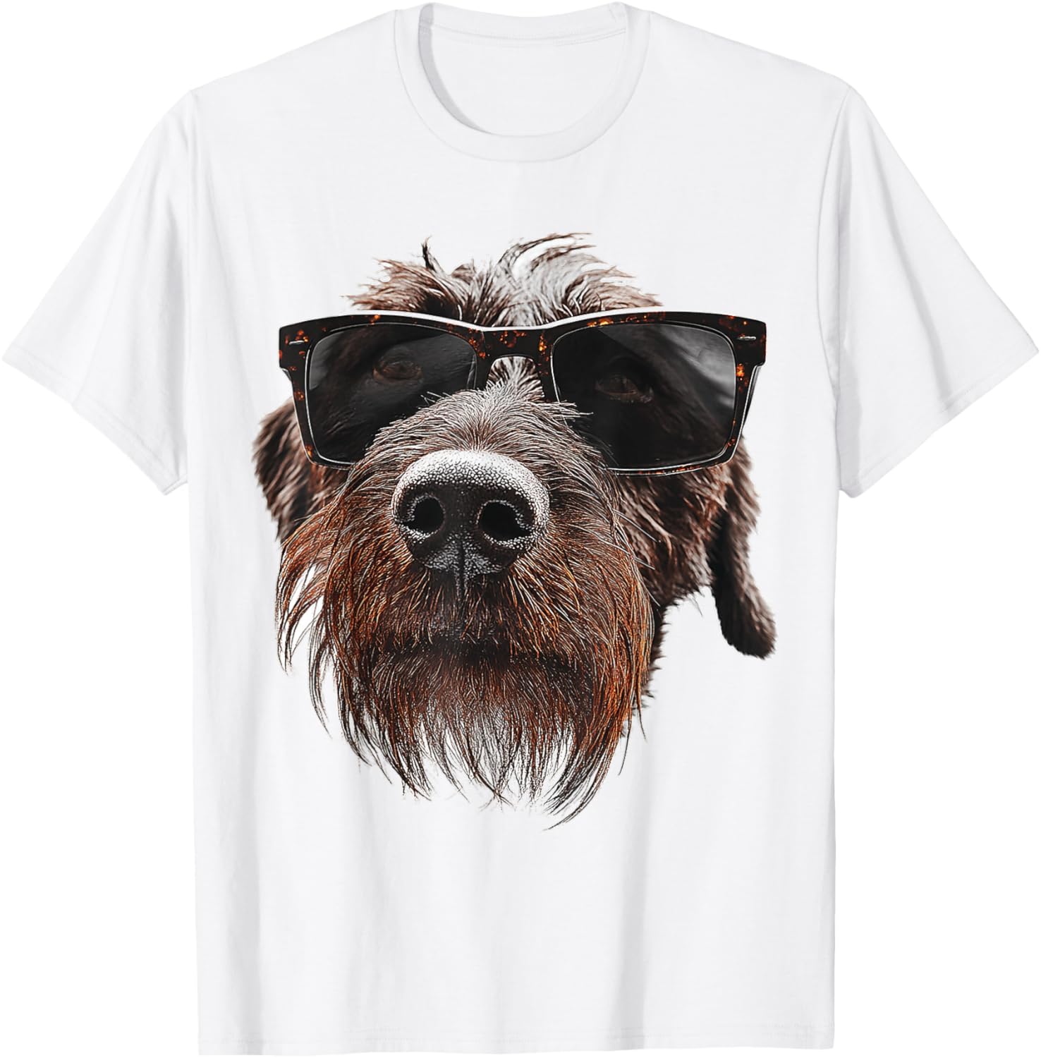 German Wirehaired Pointer Dog Graphic Pet Illustration T-Shirt - T-Shirt | White