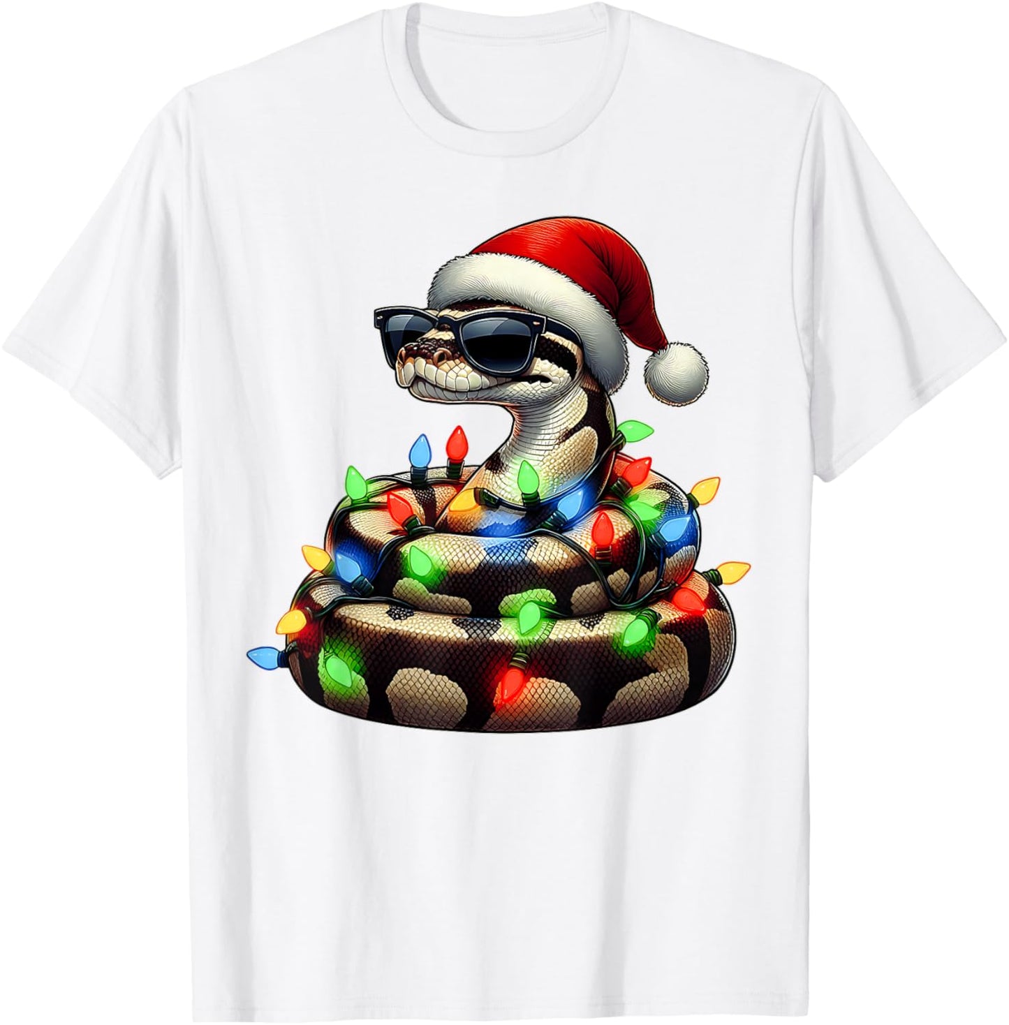 Ball Python Snake Sunglasses Cute Christmas Xmas T-Shirt - T-Shirt | White