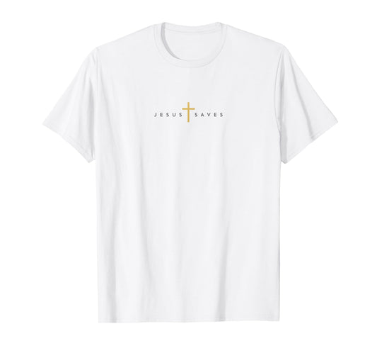 Jesus Saves Cross Gold Thin Christian Jesus White 33andme T-Shirt