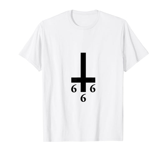 Inverted Cross 666 Upside Down Satan Antichrist Atheist T-Shirt