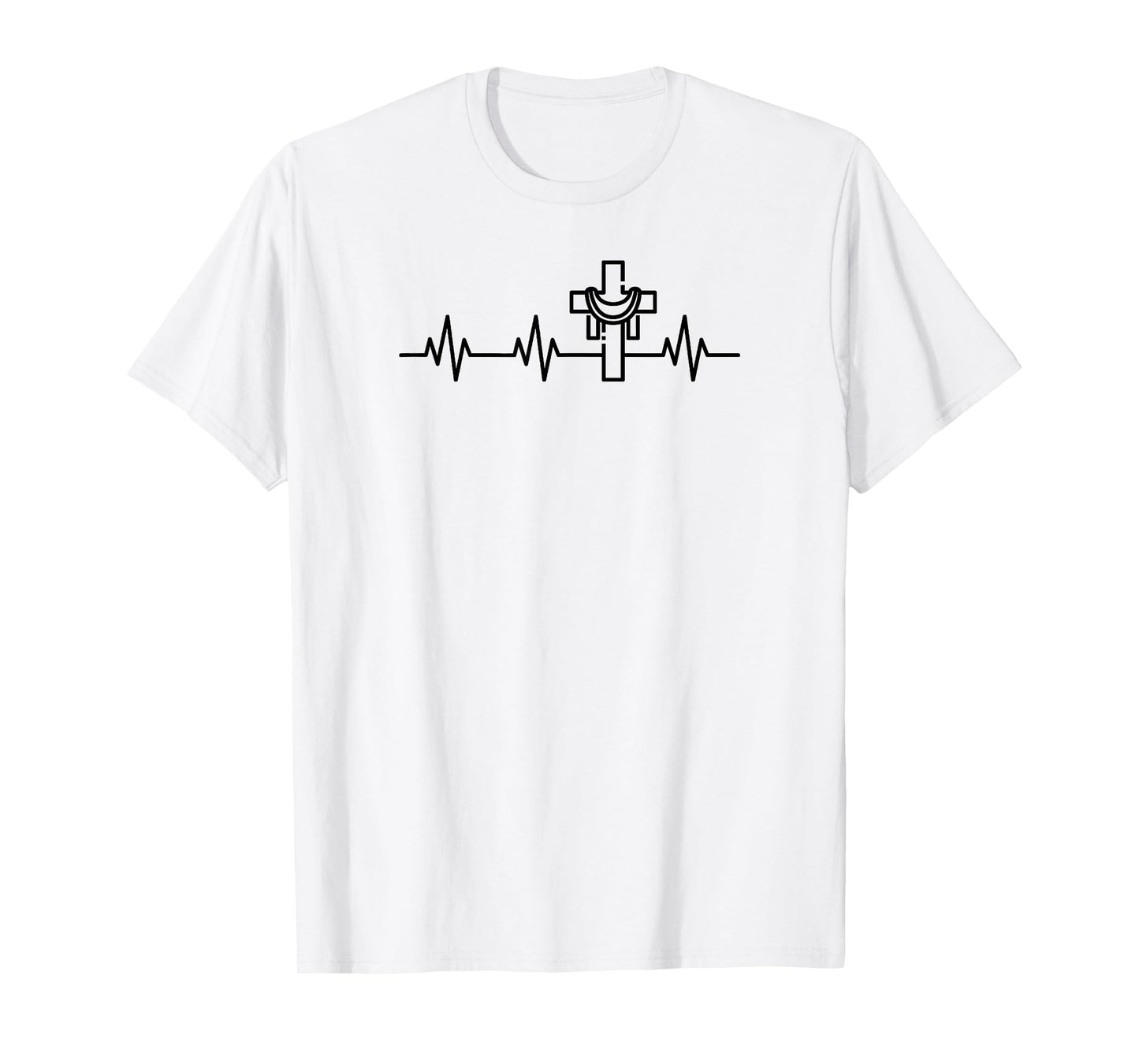 Christian Cross Heartbeat Life Heart EKG Pulse Easter T-Shirt