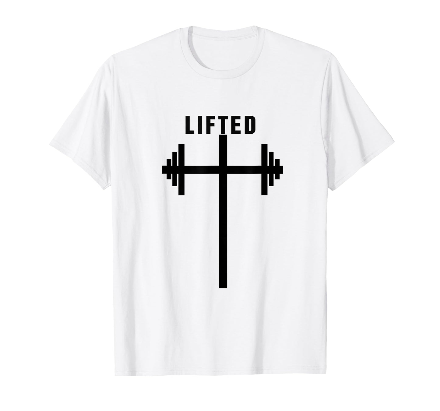 Lifted Dumbbell Barbell Cross Christian Gym Workout Lifting T-Shirt