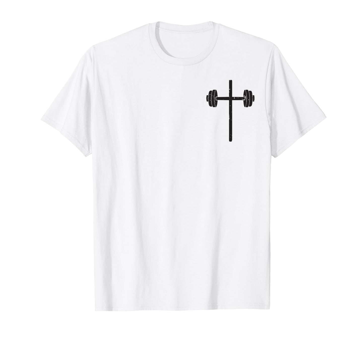 Dumbbell Cross Barbell Workout Christian Gym Faith-Fitness T-Shirt